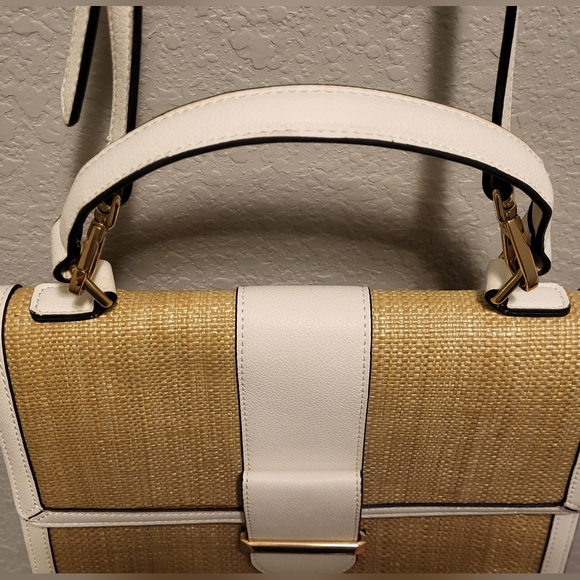 ALDO Straw Satchel with White Trim - Women’s Crossbody - Picture 6 of 14
